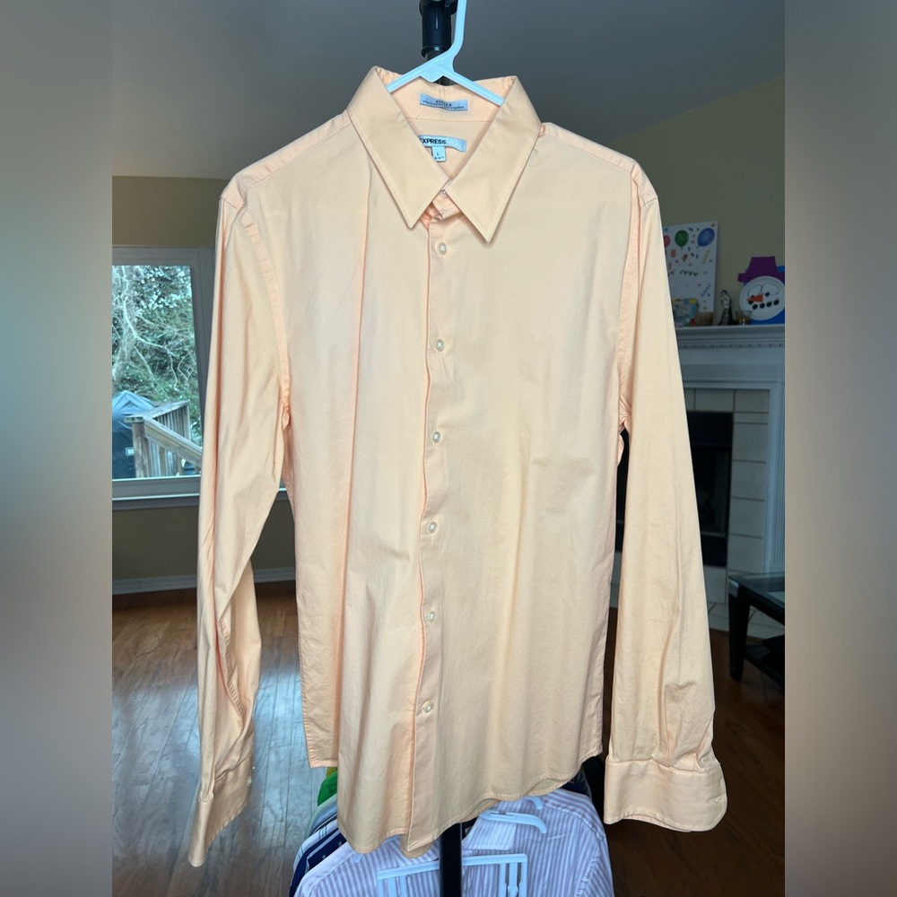 Fitted stretch cotton Express 1MX long-sleeved button-up mens shirt.